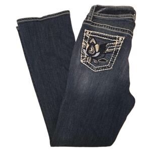 EUC Women's 30 x 30 Vigoss Slim Boot w/Embroidered Pockets Dark Blue Jeans